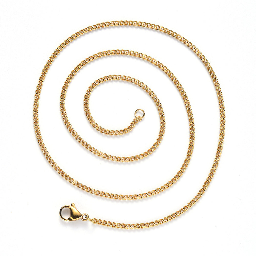1 Fine stainless steel curb chain necklace