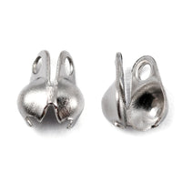 50 Stainless steel bead tips, knot covers, Clamshell crimp cover ends