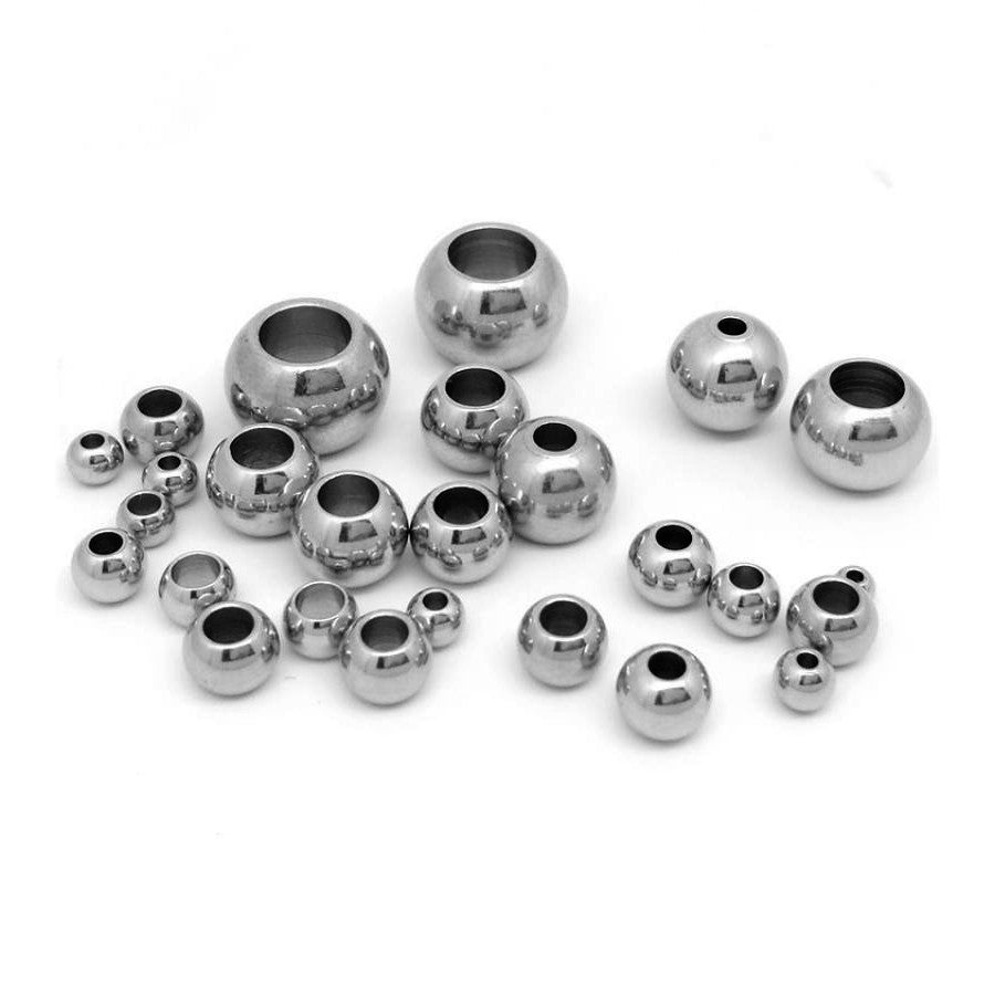 10 perles sans soudure en acier inoxydable poli de haute qualité - Toutes tailles
