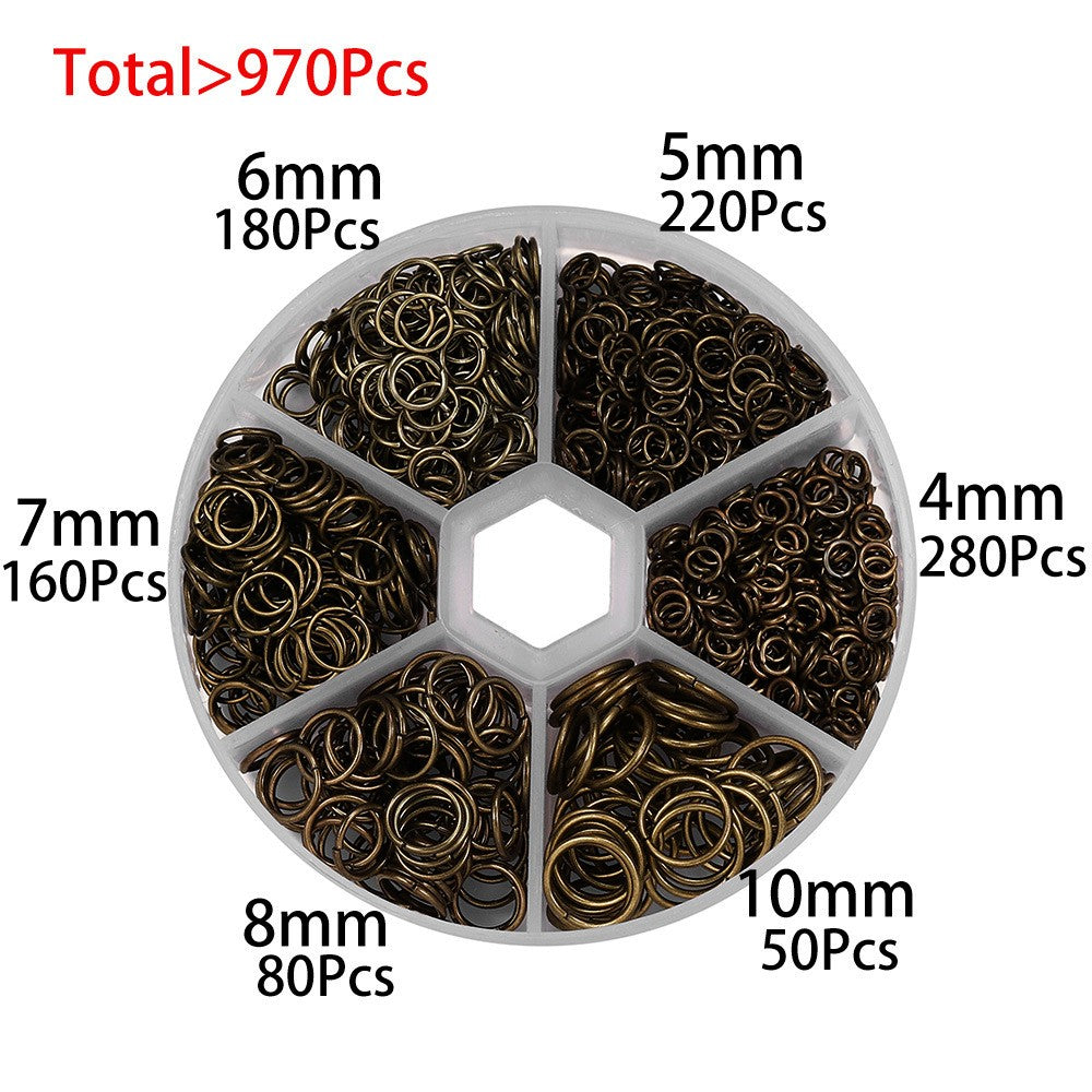 Kit pour la fabrication de bijoux, 970pcs anneaux 4mm à 10mm, Hypoallergène sans nickel