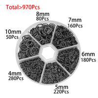 Kit pour la fabrication de bijoux, 970pcs anneaux 4mm à 10mm, Hypoallergène sans nickel