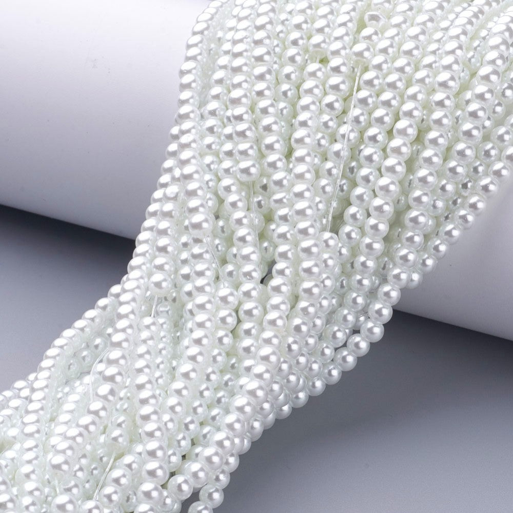 Perles rondes effet nacré en verre de 4mm