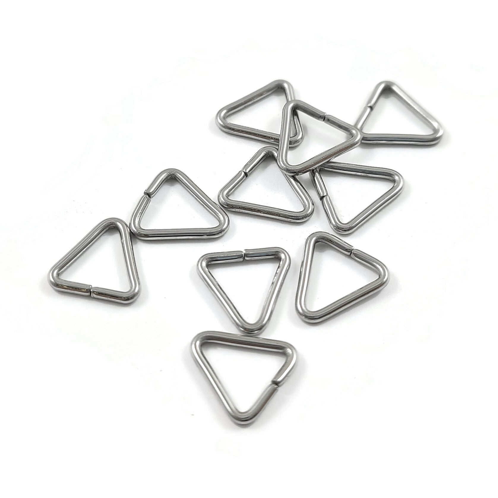 10 Stainless steel triangle jump rings - Silver pinch bails