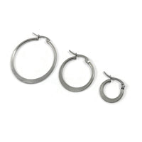 2 Silver stainless steel latch back earring hoops