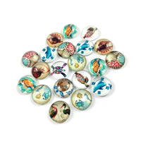 set of 20 mixed treasures of the sea glass cabochons, round dome cabochons