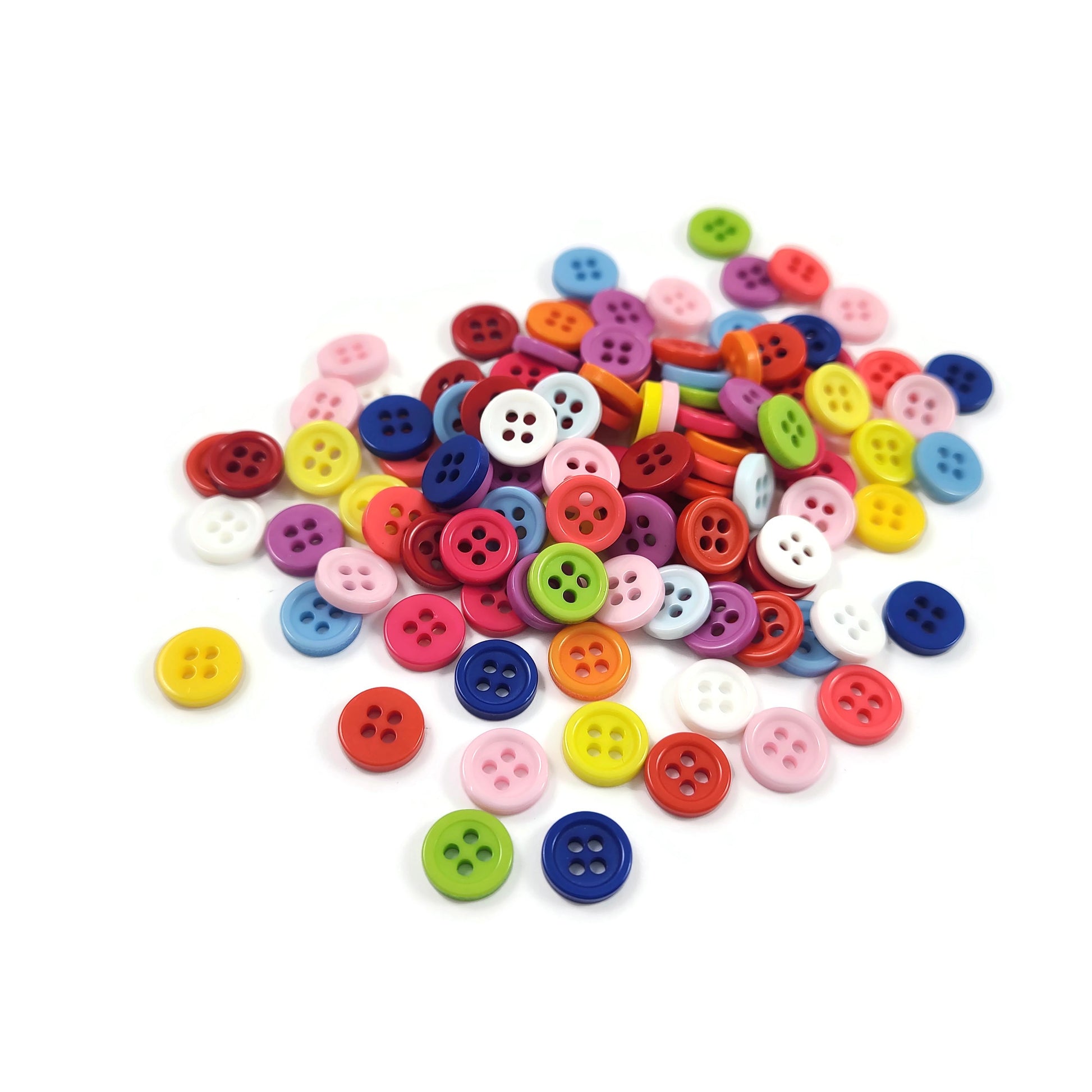 100 Mixed bright colors buttons - Bulk plastic sewing buttons 9 or 11mm