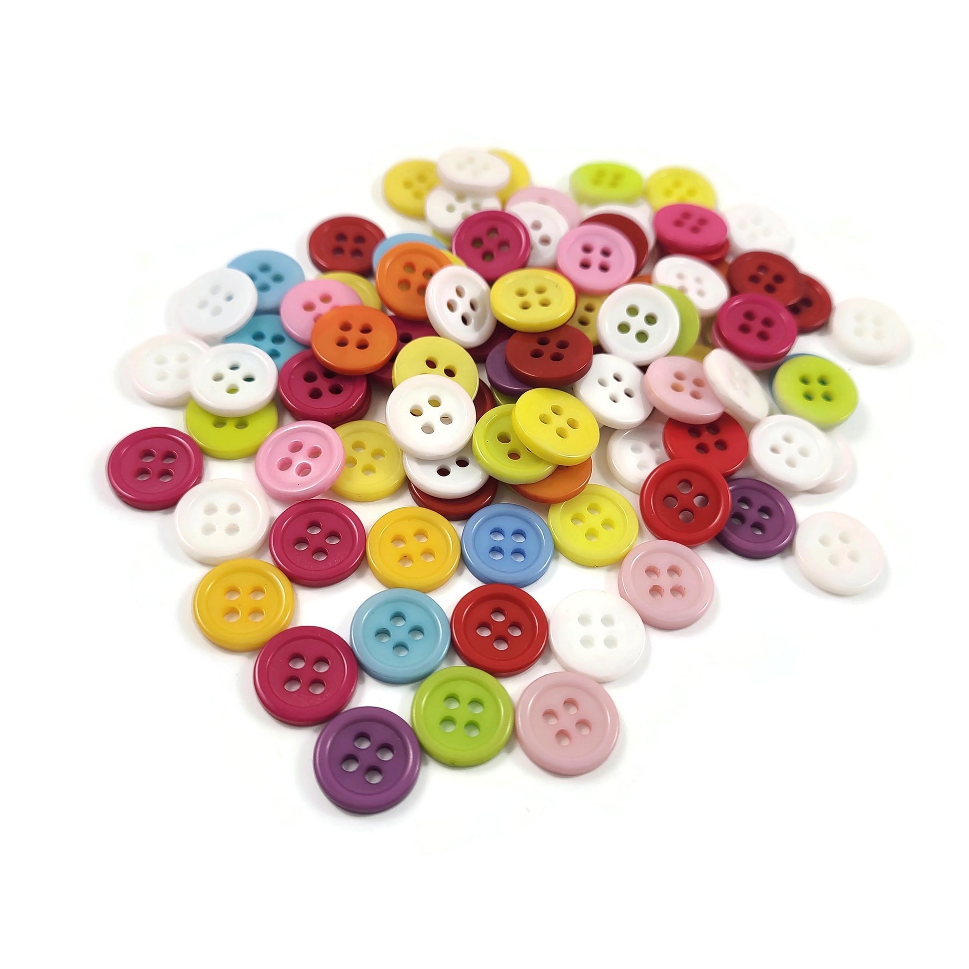 100 Mixed bright colors buttons - Bulk plastic sewing buttons 9 or 11mm