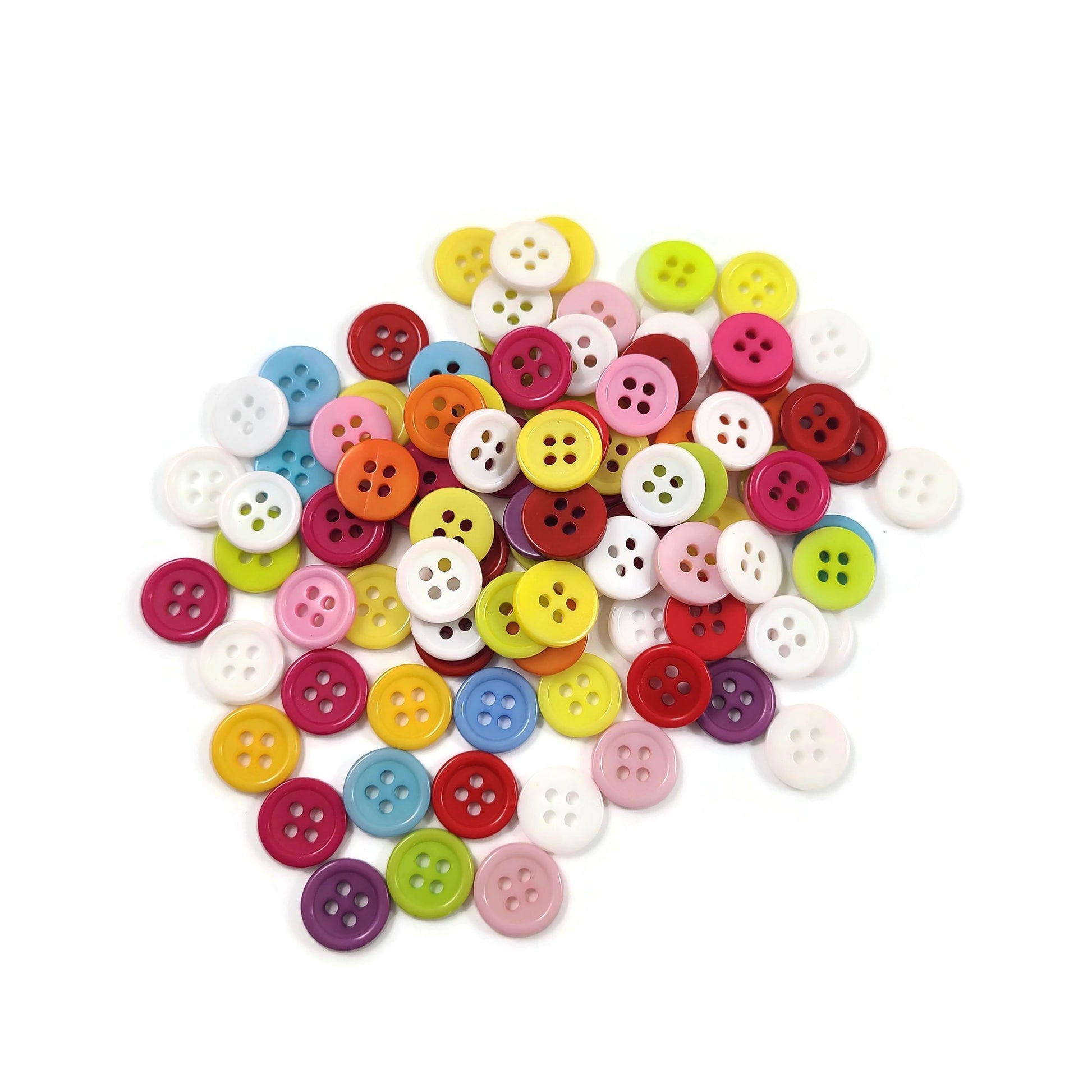 100 Mixed bright colors buttons - Bulk plastic sewing buttons 9 or 11mm
