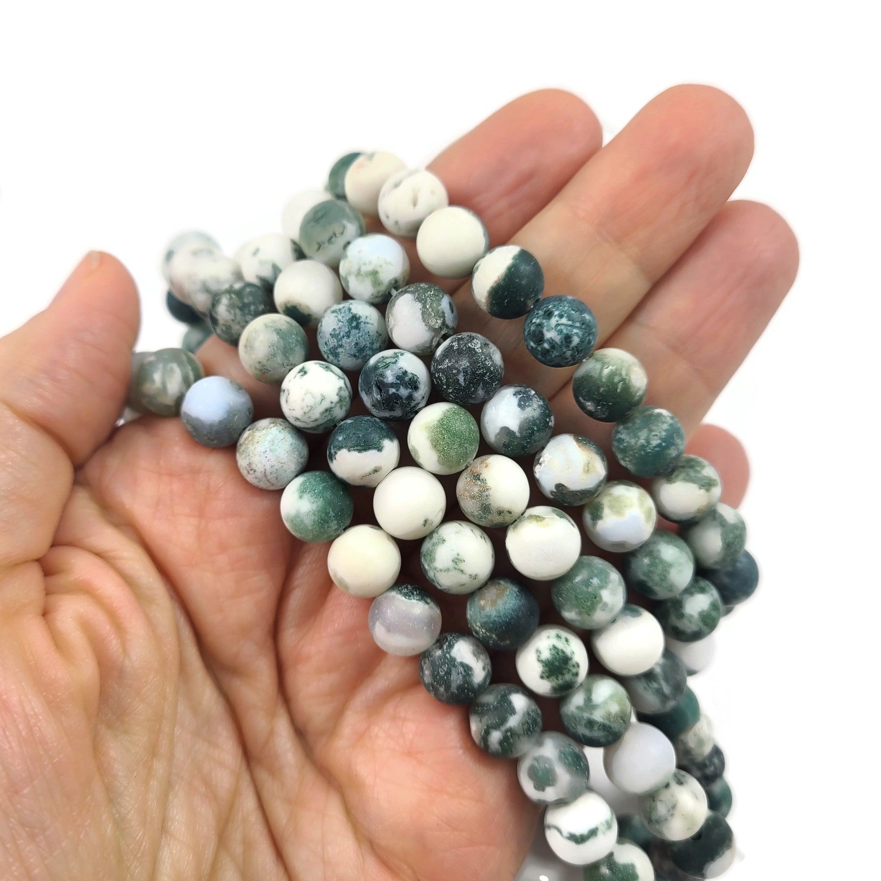 Natural Tree Agate Round Frosted Beads Strands 6 or 8mm