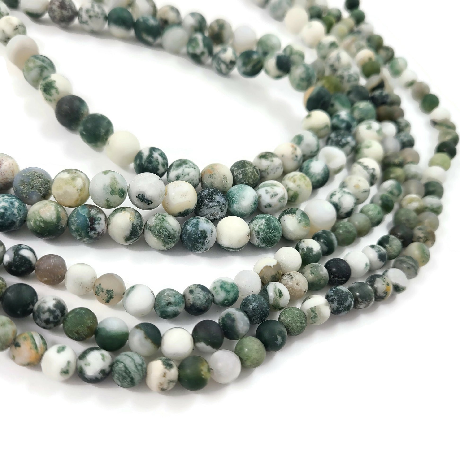 Natural Tree Agate Round Frosted Beads Strands 6 or 8mm