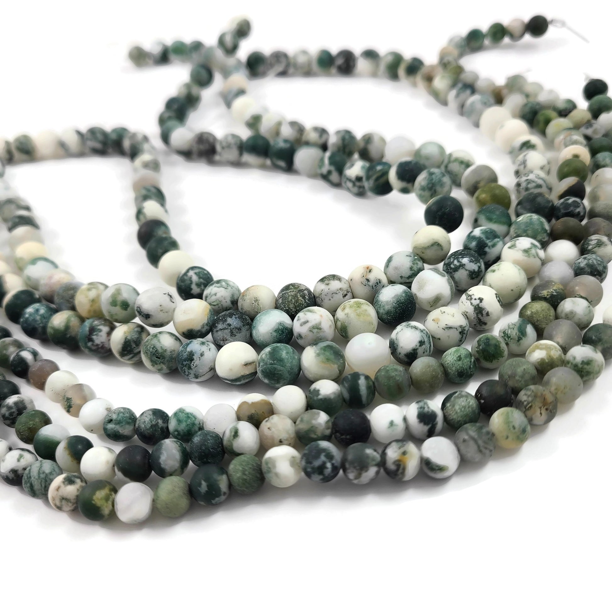 Natural Tree Agate Round Frosted Beads Strands 6 or 8mm