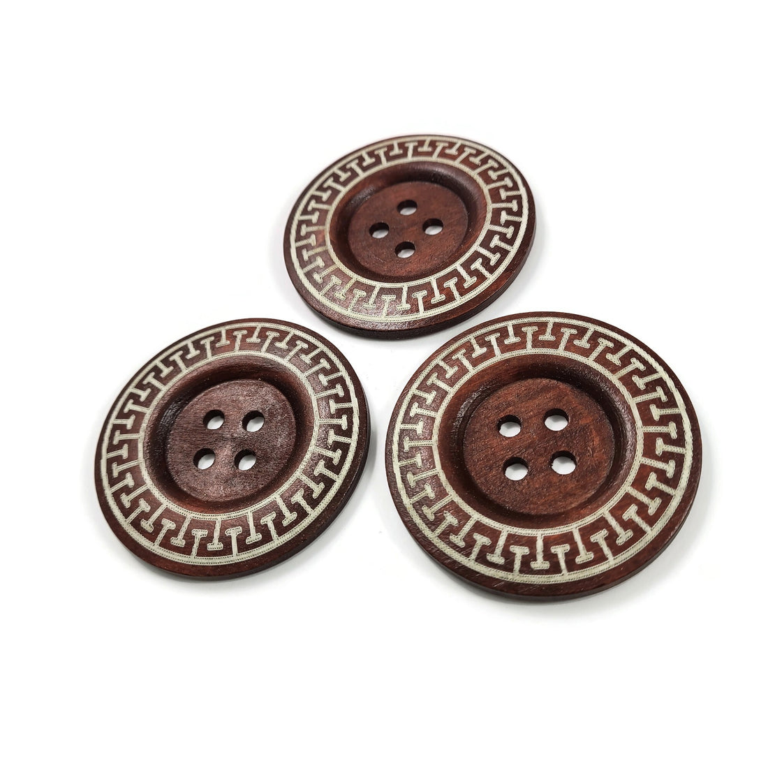 Bouton extra gros - motif aztèque - bouton en bois de 60mm