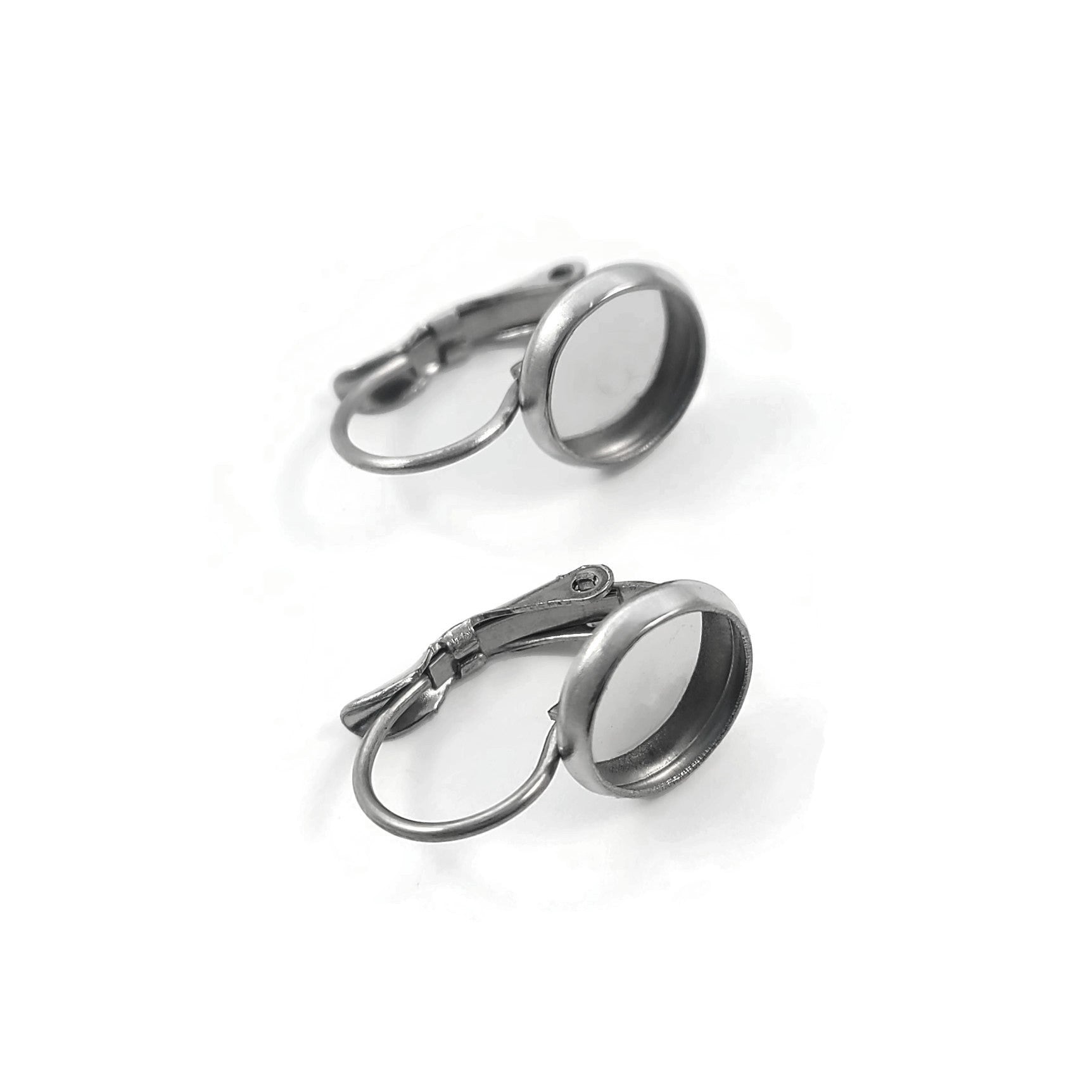 10 Stainless earring setting lever back, 8mm, 10mm, 12mm