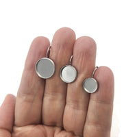 10 Stainless earring setting lever back, 8mm, 10mm, 12mm