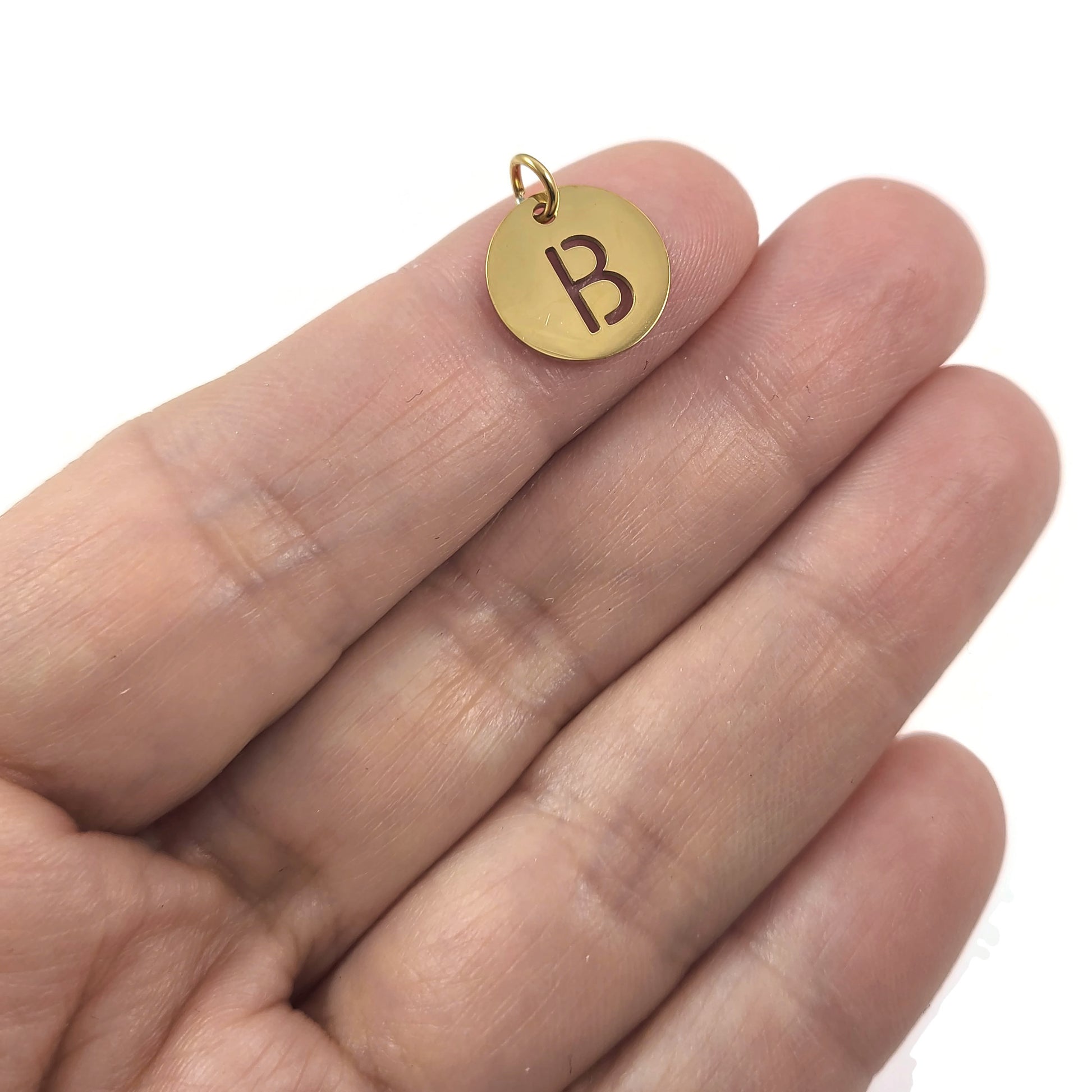 1 Gold stainless steel coin letter charm