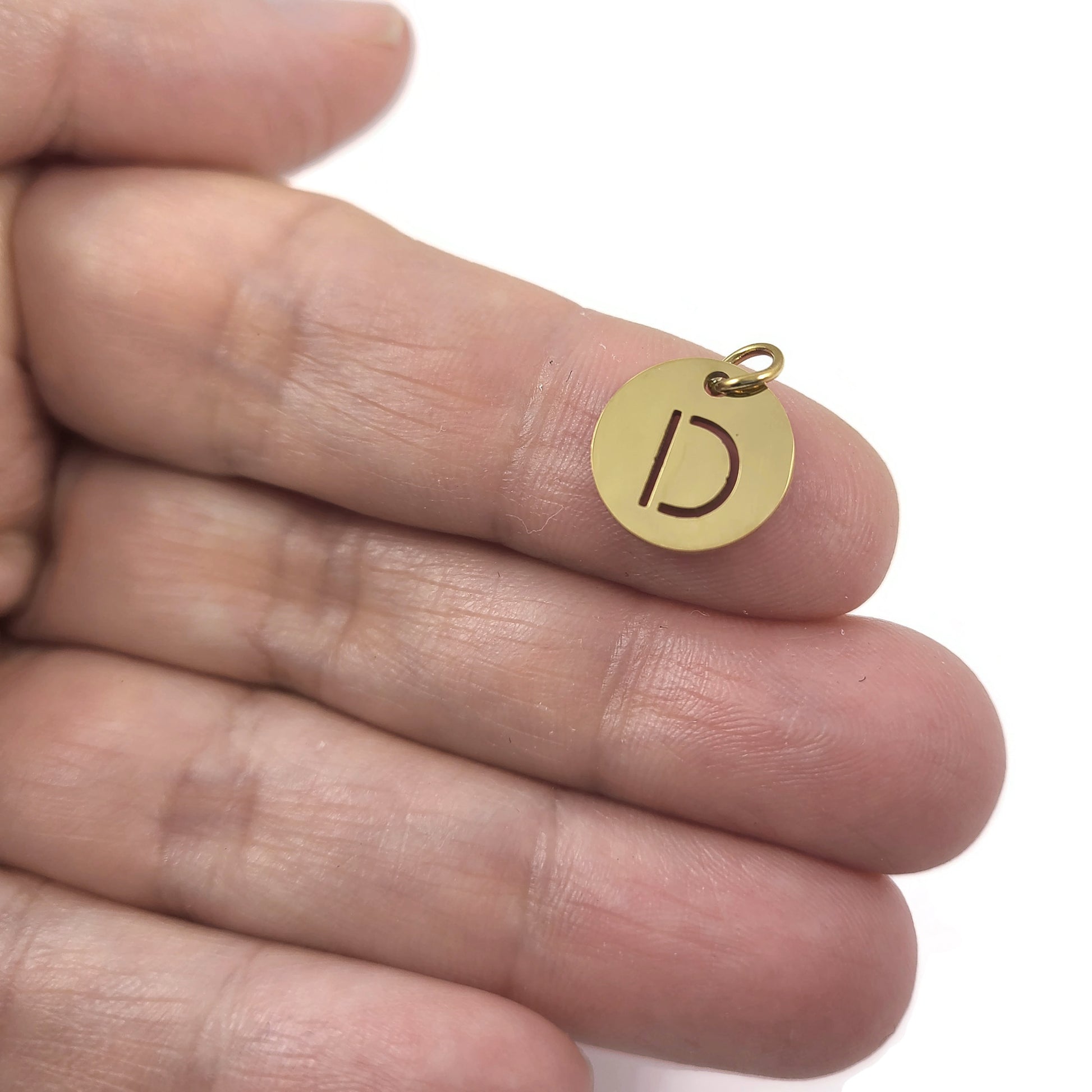 1 Gold stainless steel coin letter charm