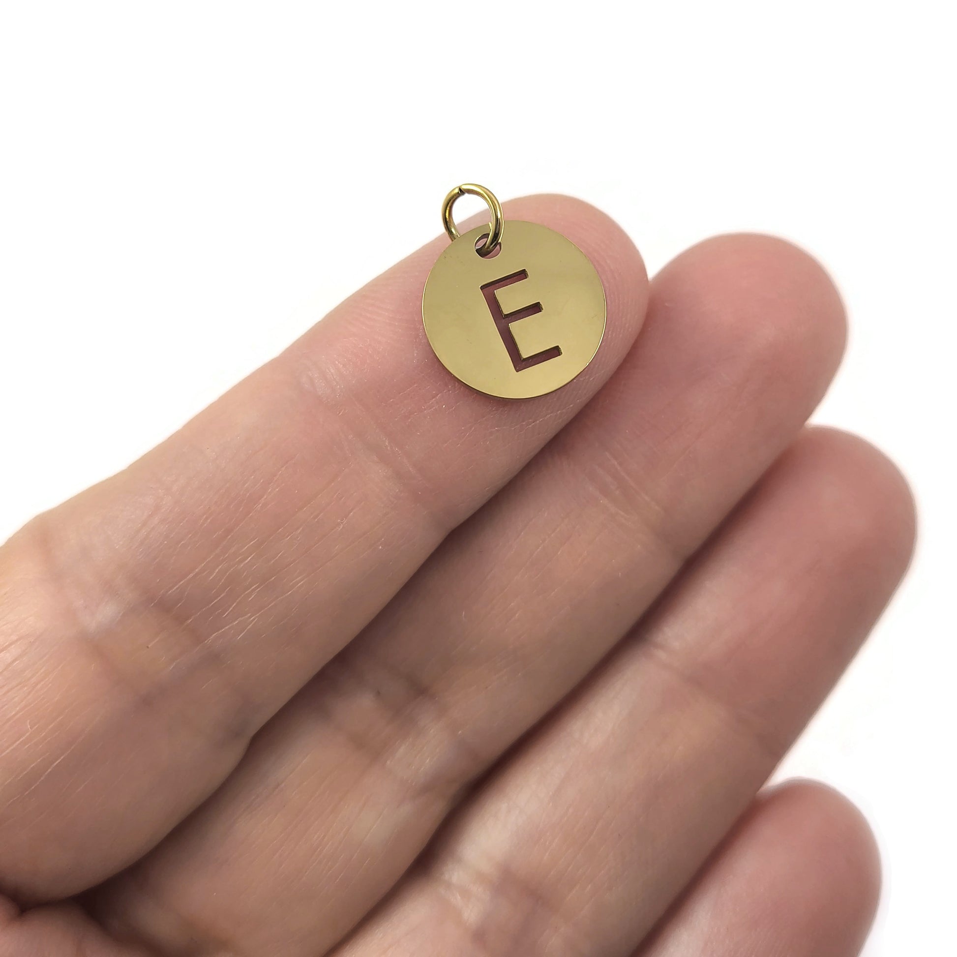 1 Gold stainless steel coin letter charm