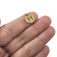 1 Gold stainless steel coin letter charm