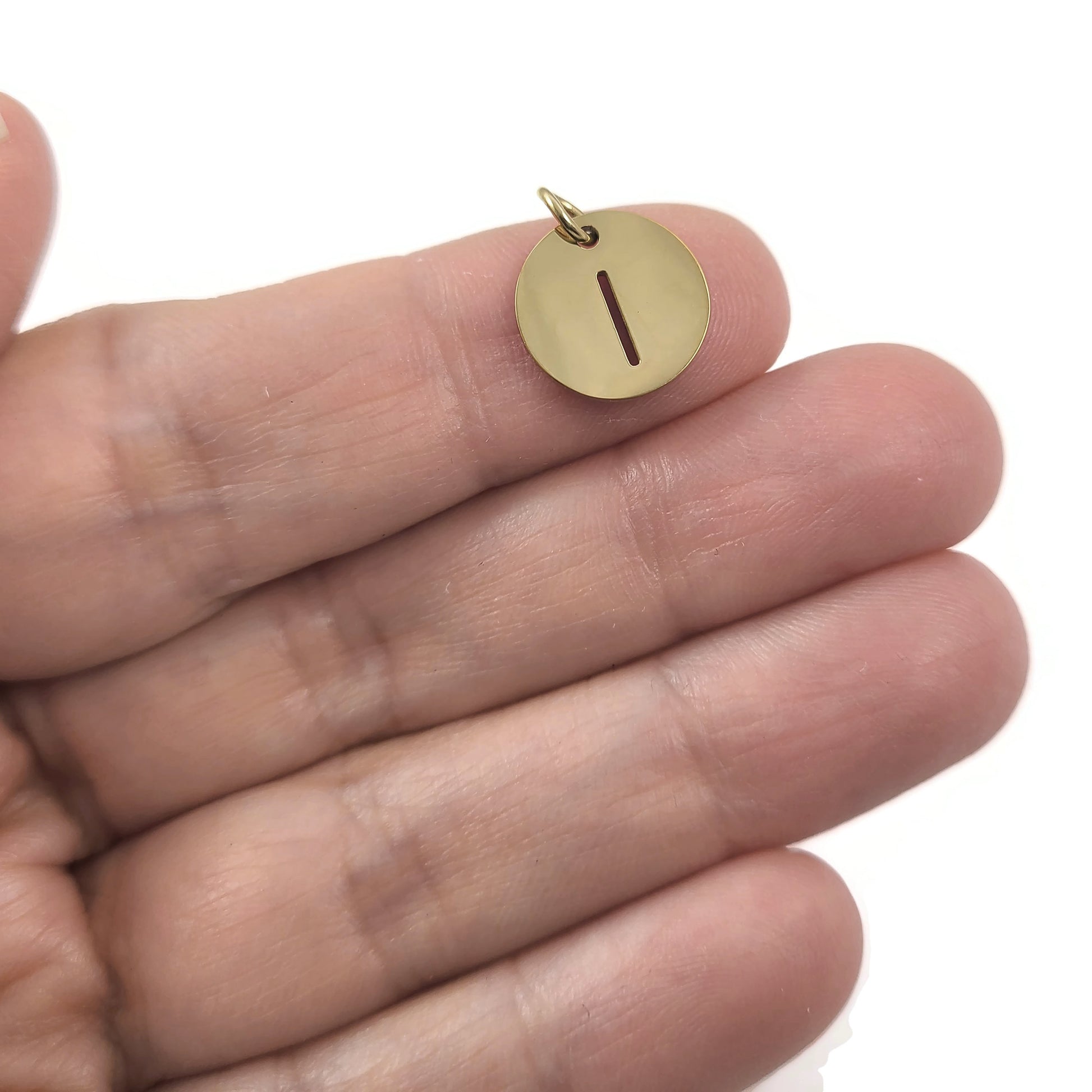 1 Gold stainless steel coin letter charm