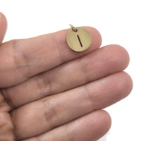 1 Gold stainless steel coin letter charm