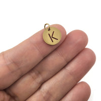 1 Gold stainless steel coin letter charm