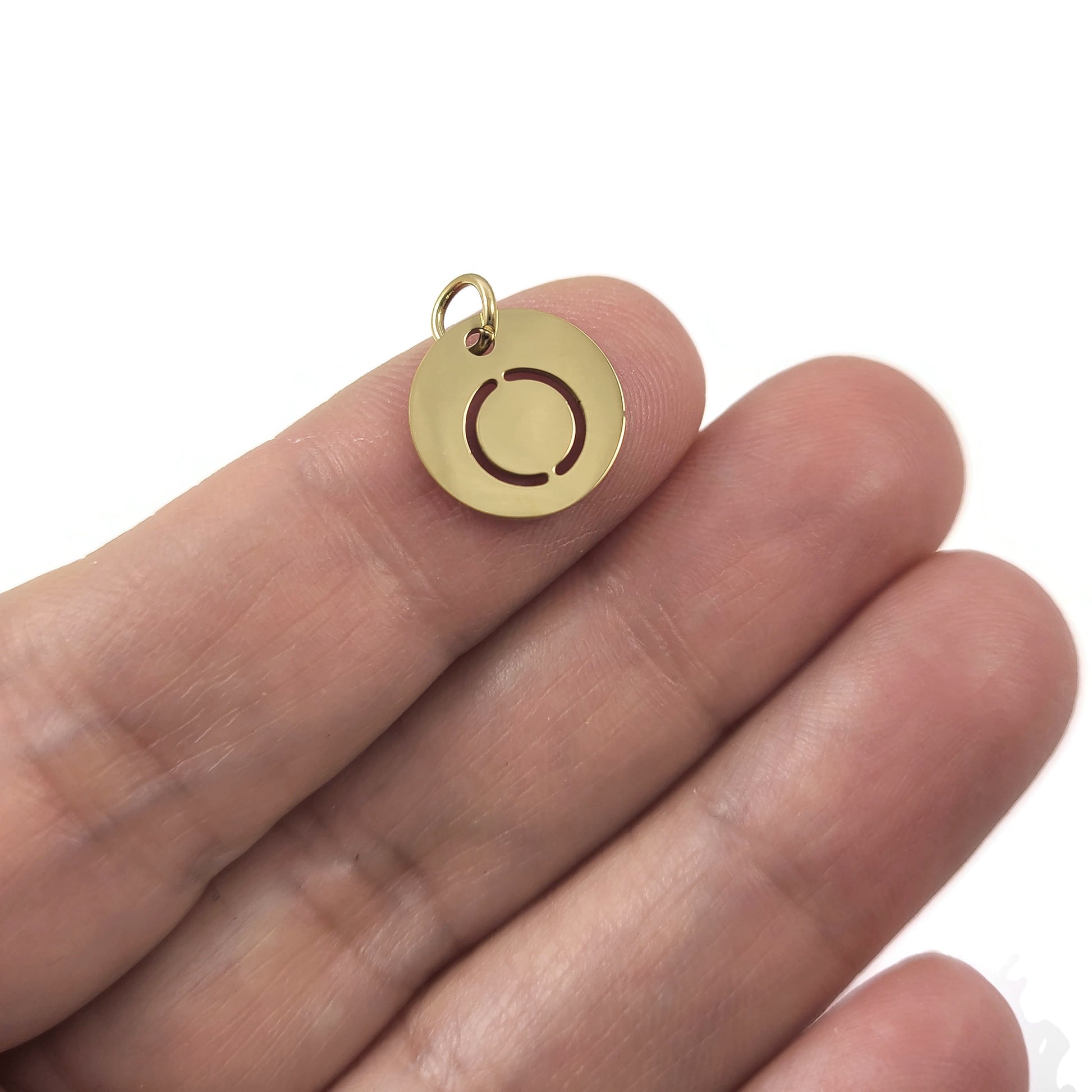 1 Gold stainless steel coin letter charm