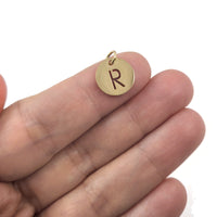 1 Gold stainless steel coin letter charm