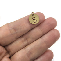 1 Gold stainless steel coin letter charm