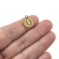 1 Gold stainless steel coin letter charm