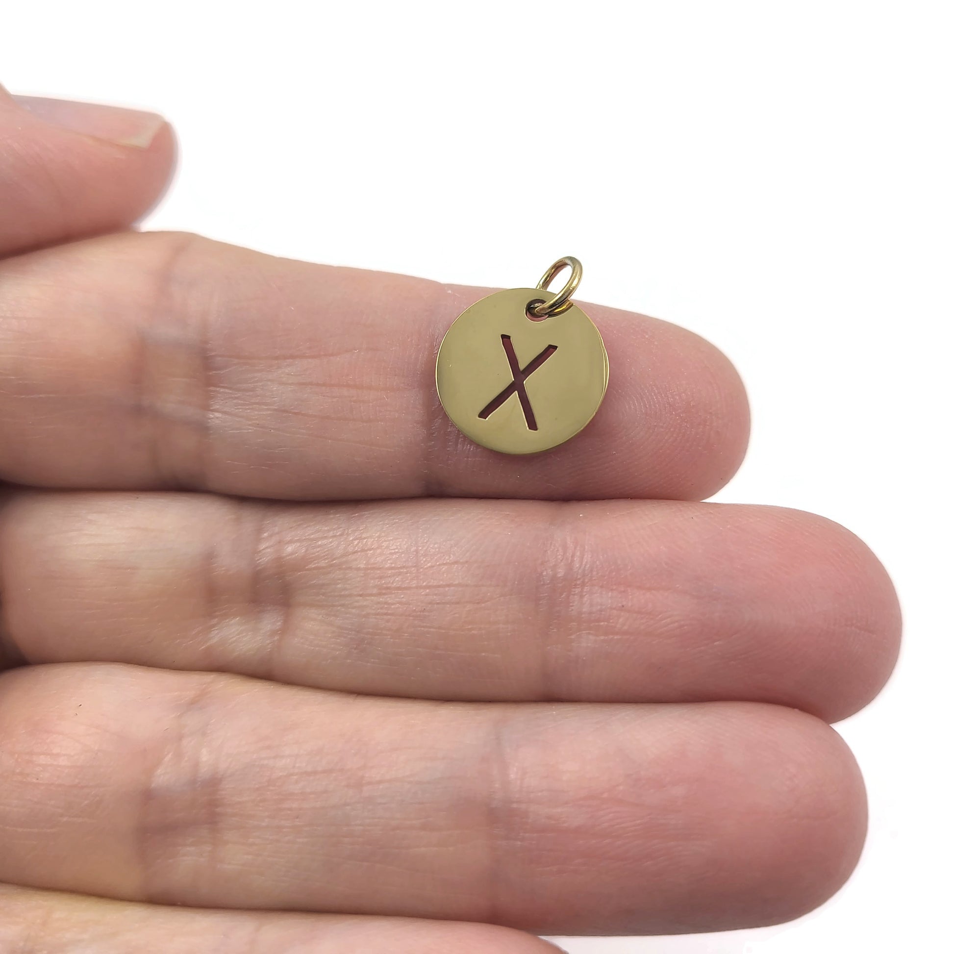 1 Gold stainless steel coin letter charm
