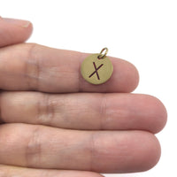 1 Gold stainless steel coin letter charm