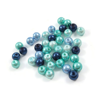 40 blue pearly gradient glass beads 6mm