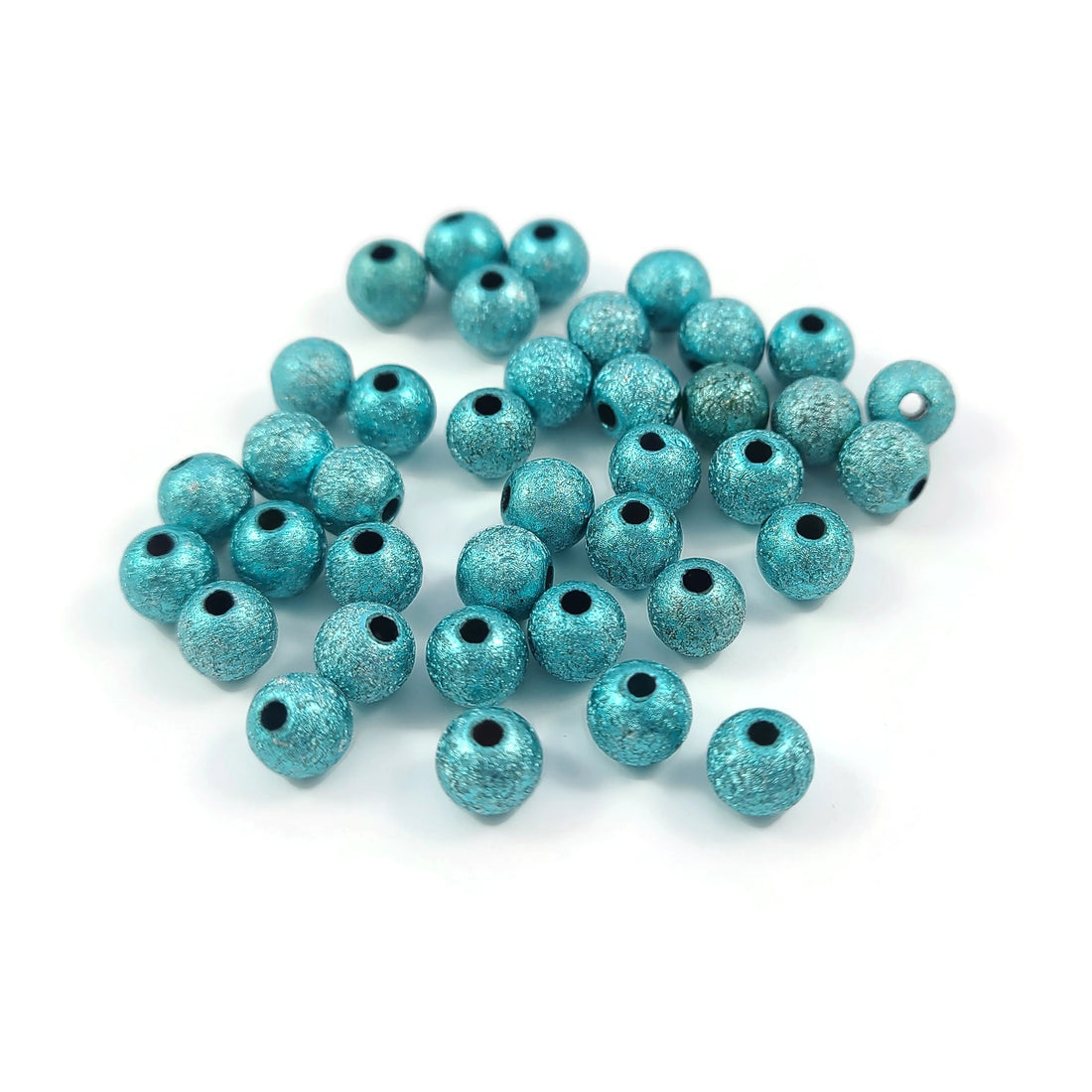 Perles turquoise pailletées de 6mm