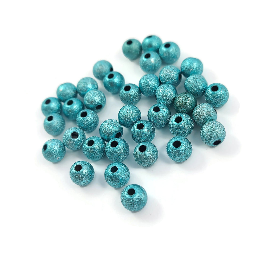 Perles turquoise pailletées de 6mm