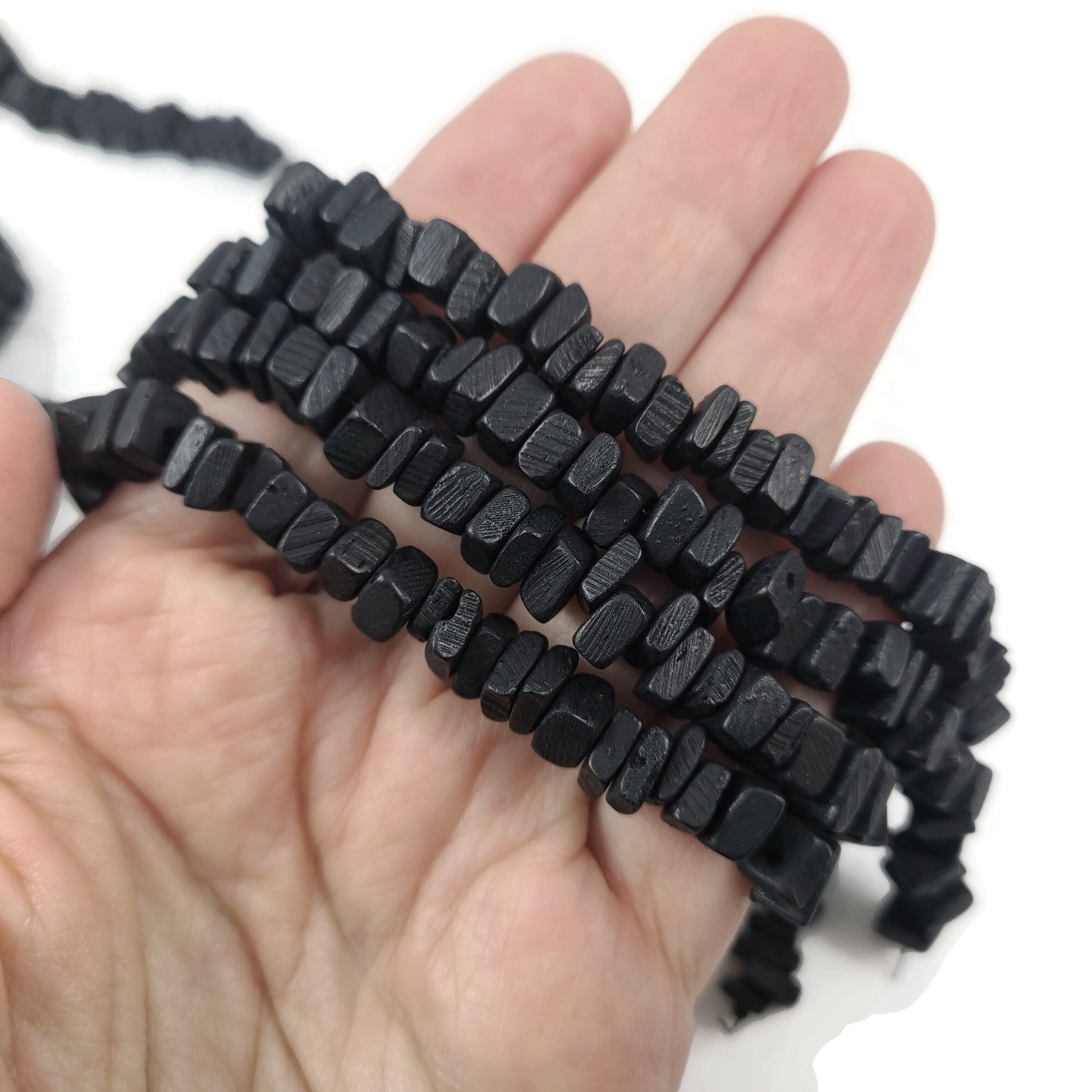 7mm Square Cut Coconut Wood Beads