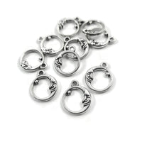 10 Crescent moon and star hollow charm