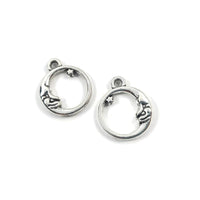 10 Crescent moon and star hollow charm