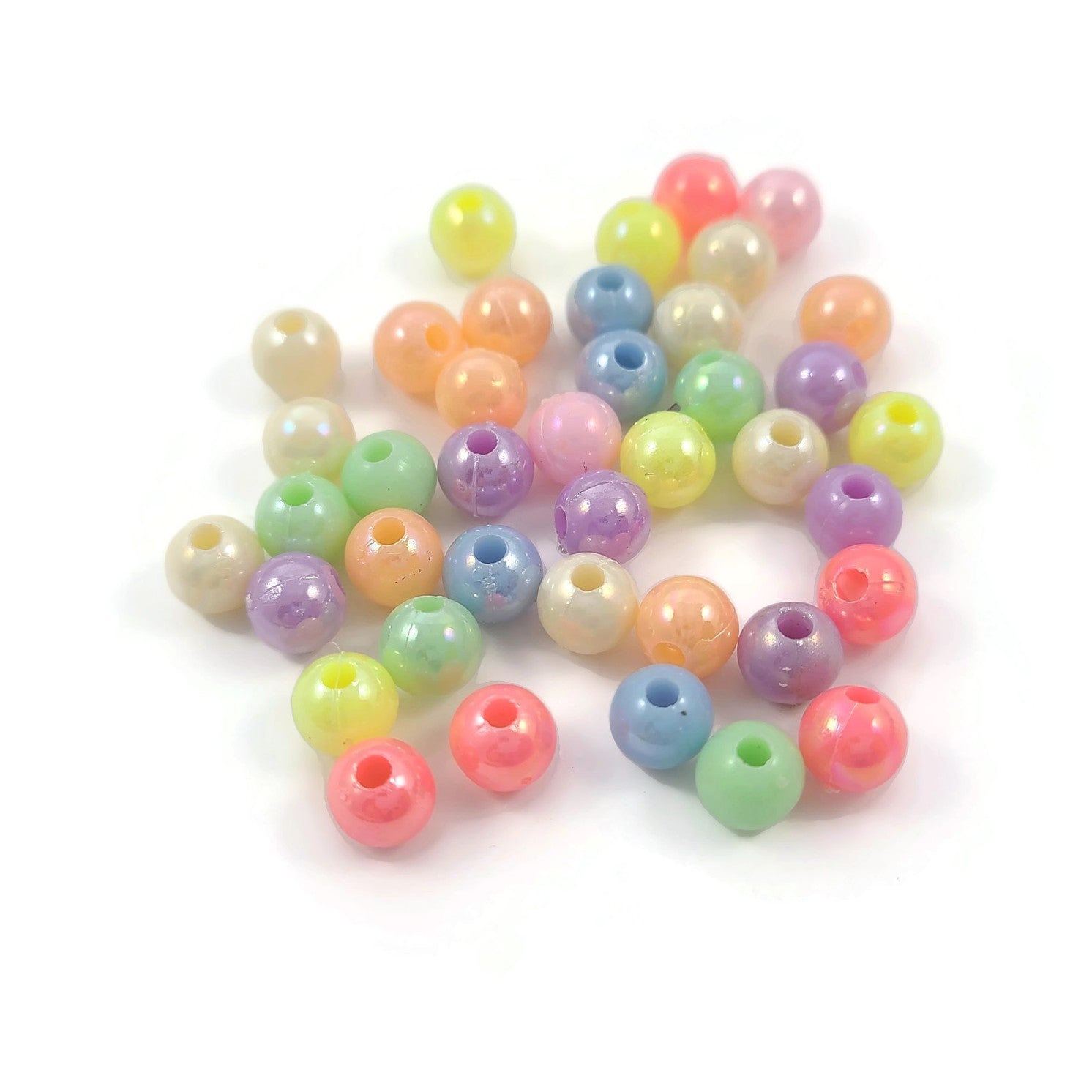 Assortiment de perles arc-en-ciel en plastique de 6mm