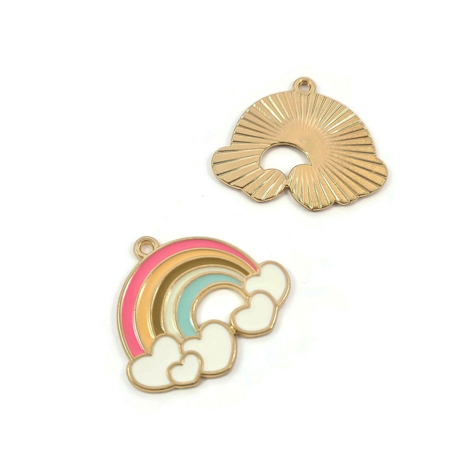 1 Breloque émail arc-en-ciel pastel sans nickel