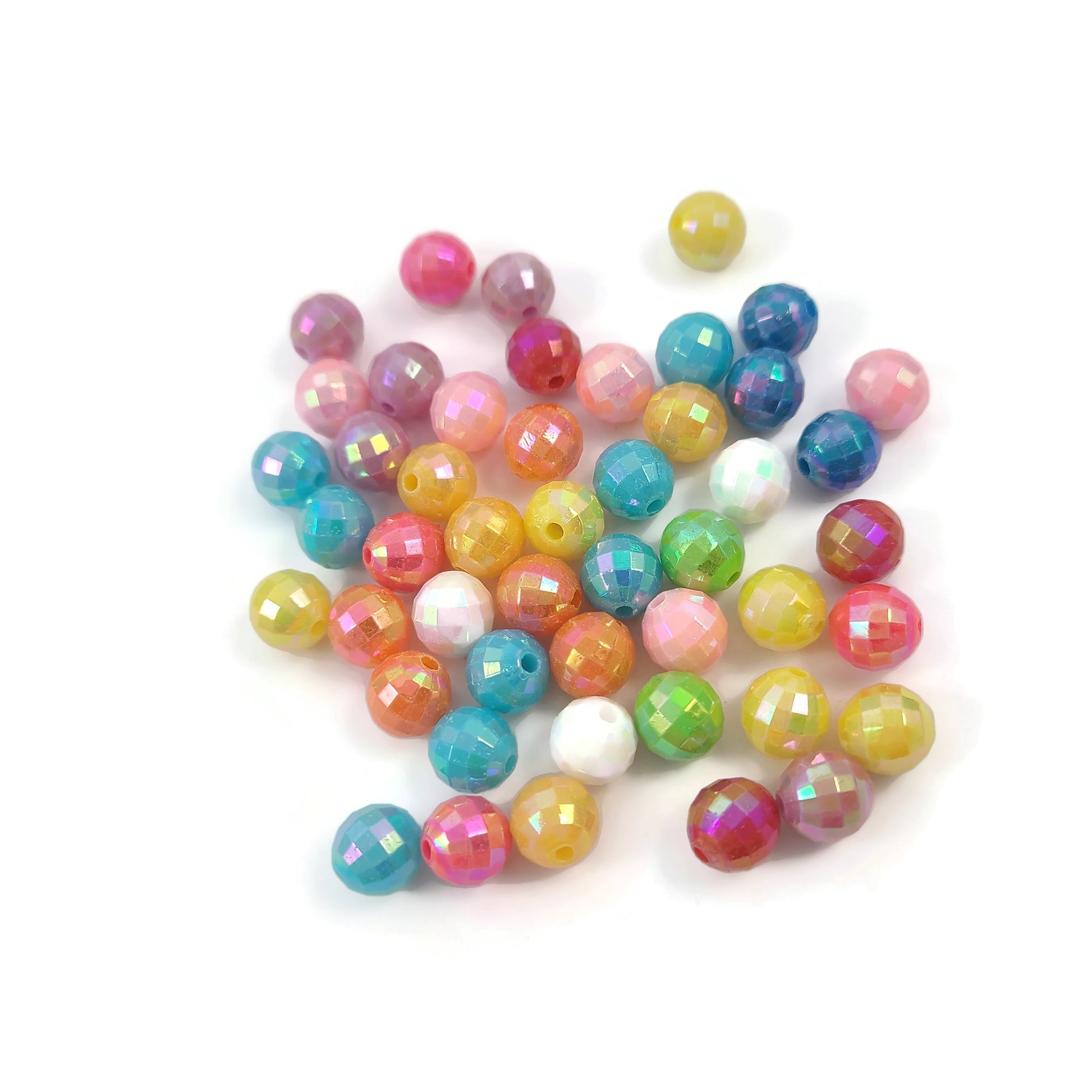 30 mixed pearly faceted 8mm beads