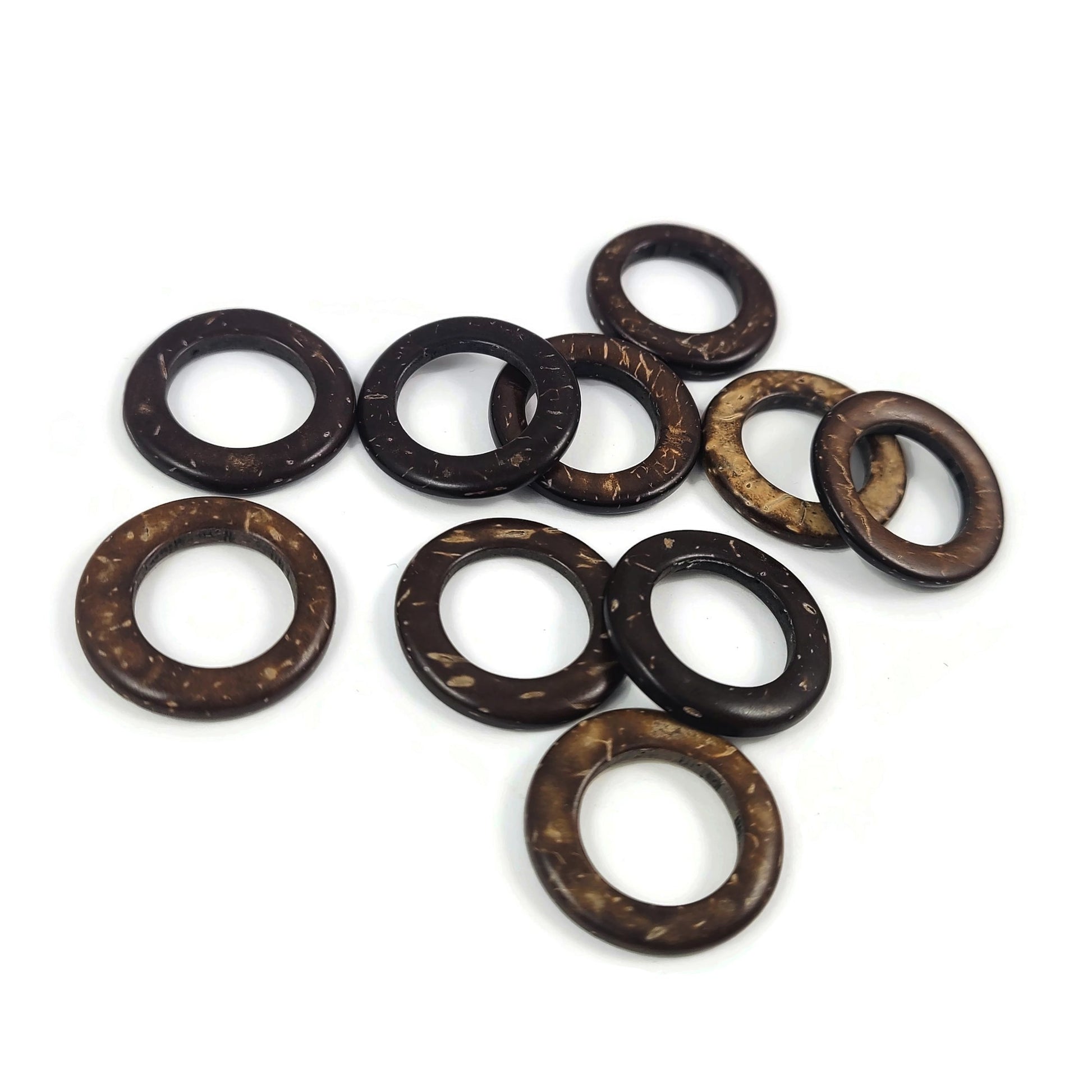 10 Coconut Beads Donut Ring 20mm
