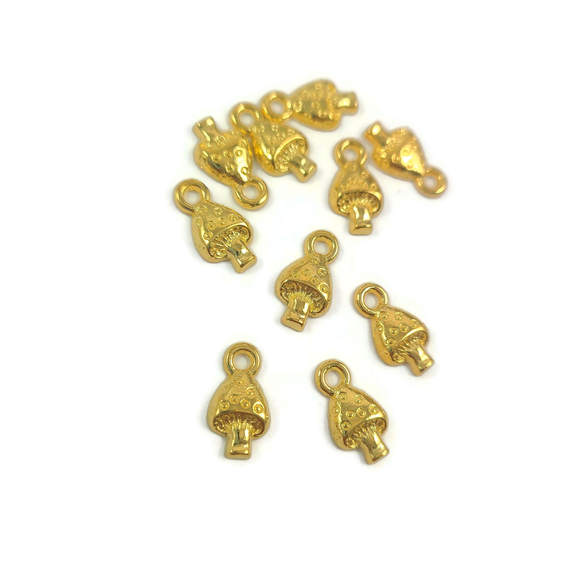 10 Petits pendentifs champignon en métal 13mm - Sans nickel, sans plomb et sans cadmium