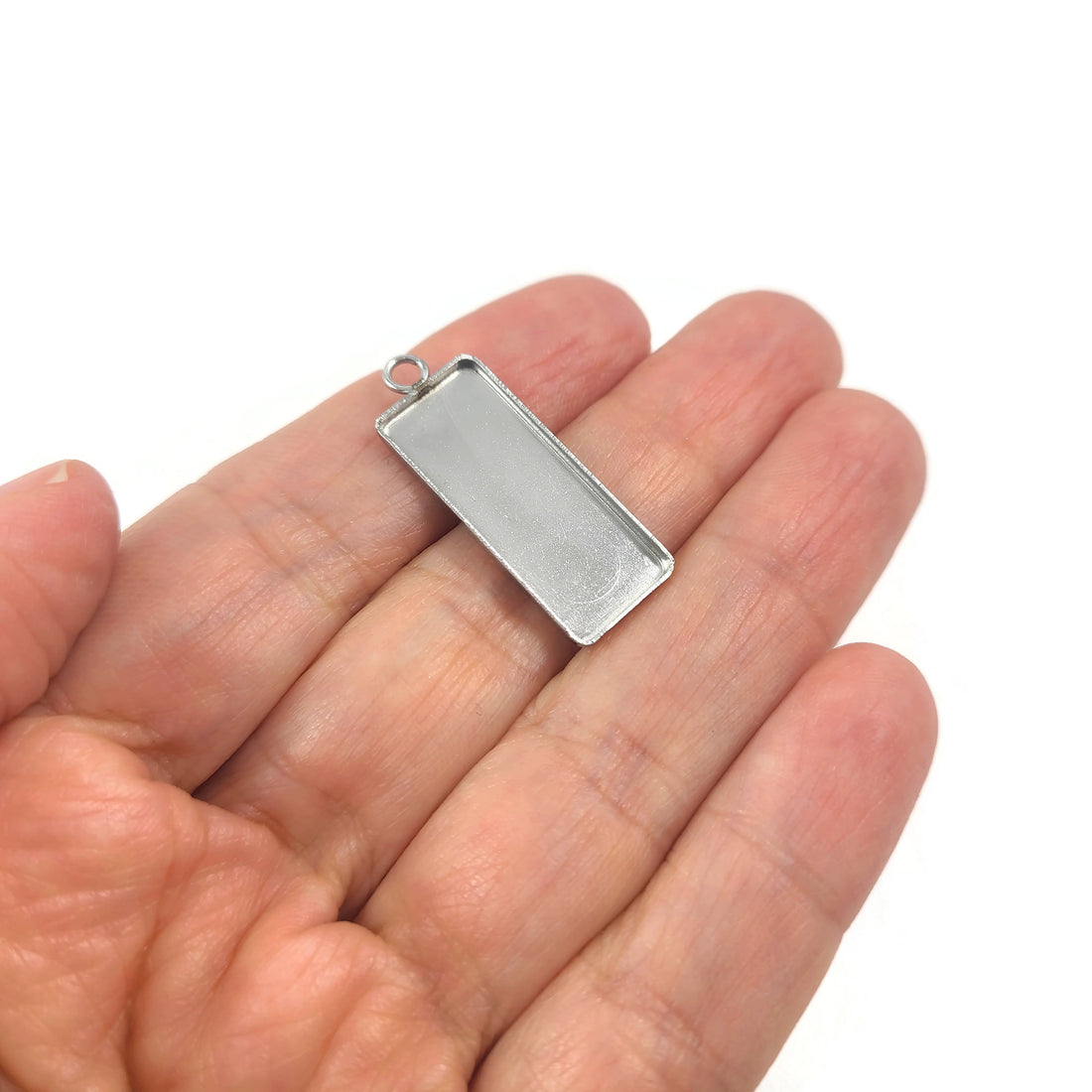 1 pendentif rectangulaire en acier inoxydable