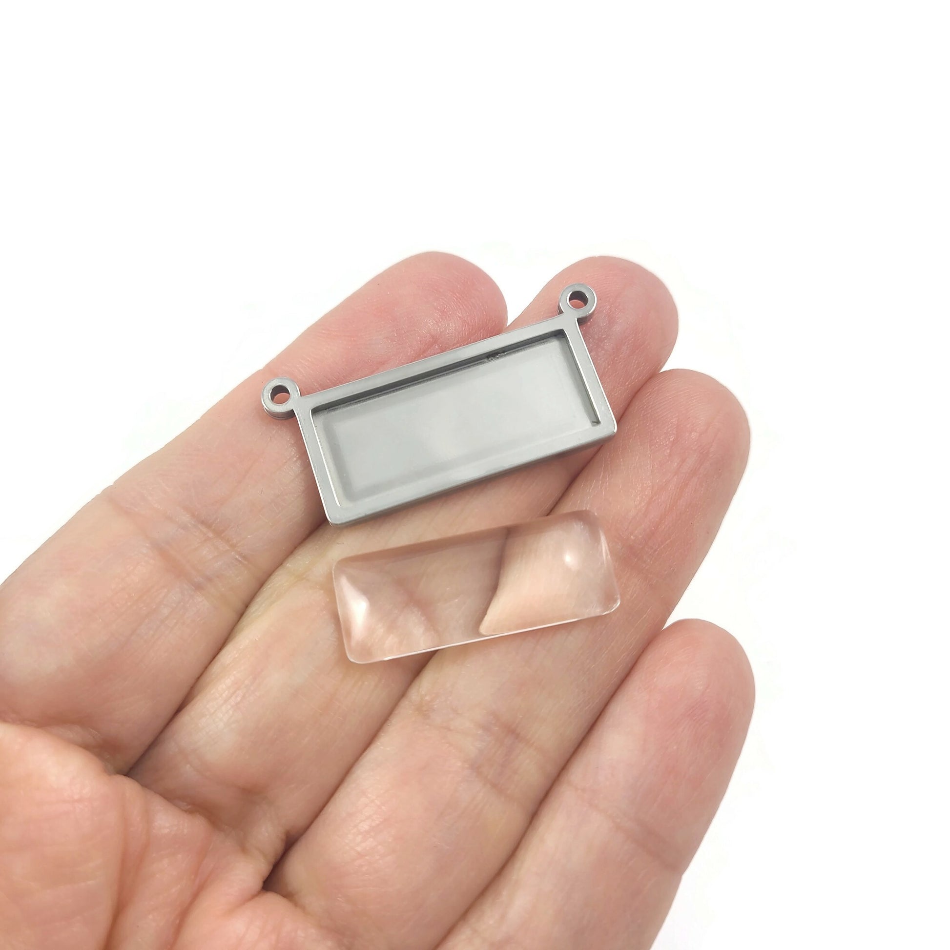 1 Rectangle Clear Glass Cabochon