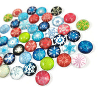 Set of 50 mixed snowflake 12mm glass cabochons