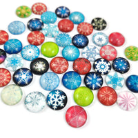 Set of 50 mixed snowflake 12mm glass cabochons