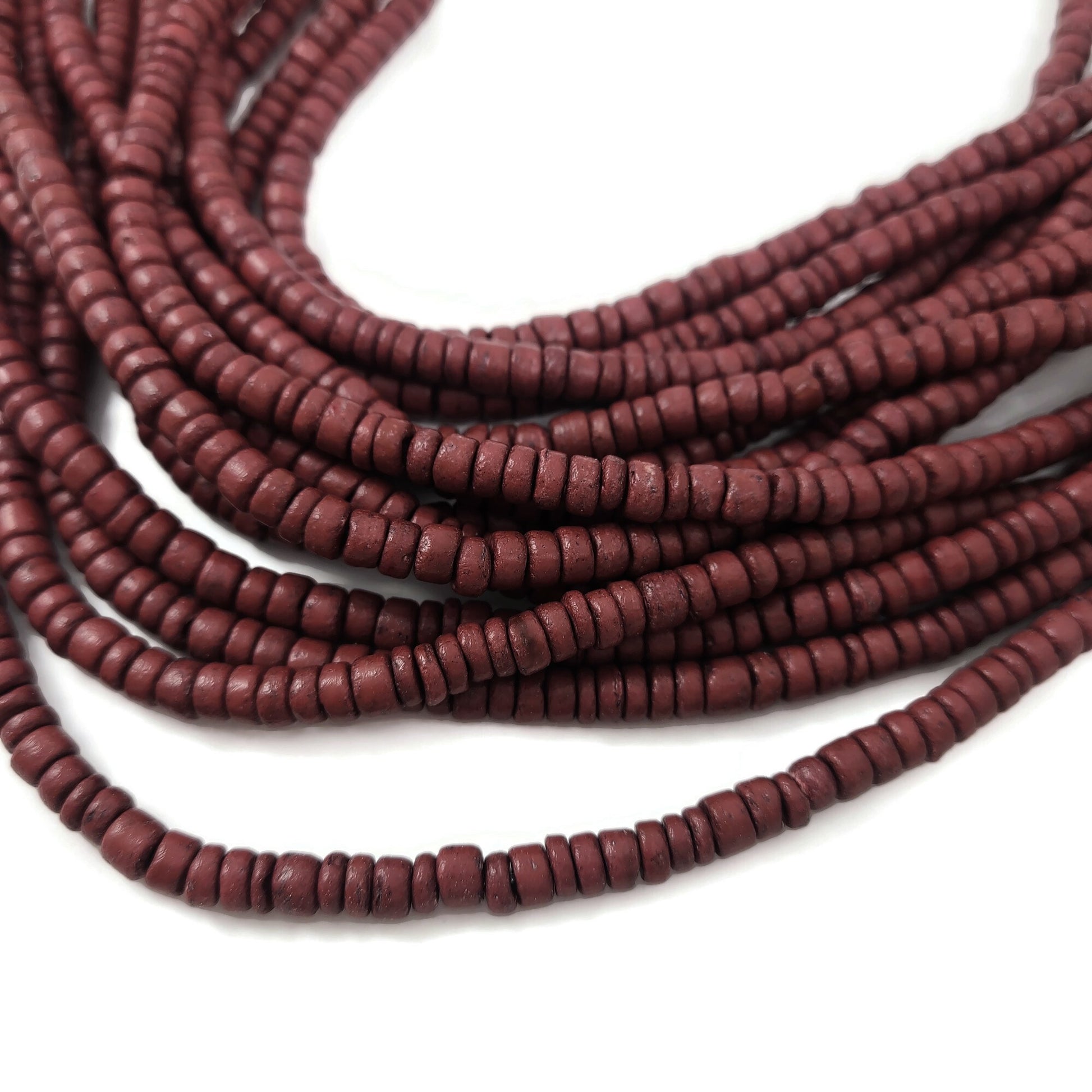Burnt Sienna coconut rondelle beads 5mm