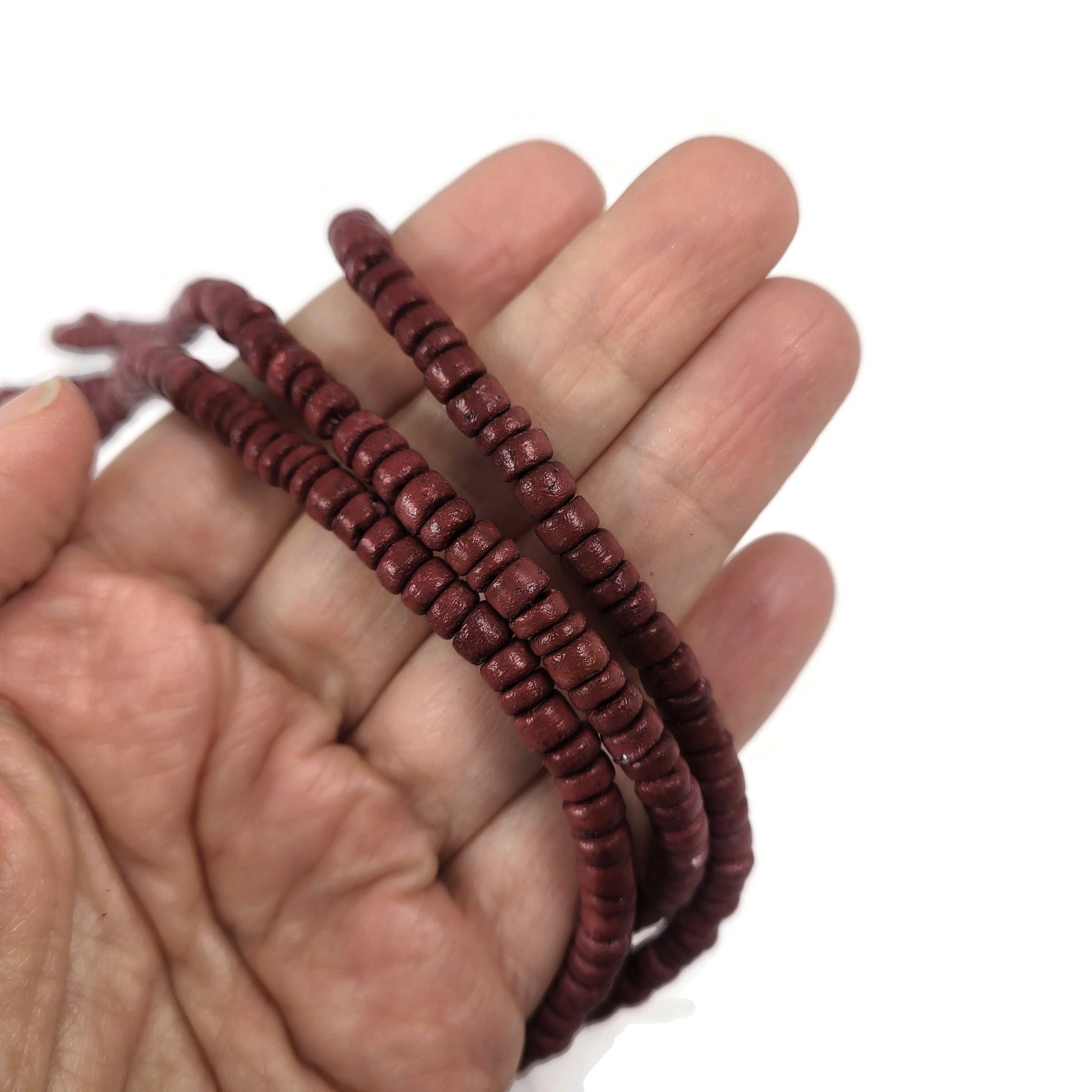 Burnt Sienna coconut rondelle beads 5mm