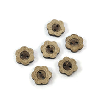 6 Flower shape coconut buttons 13mm