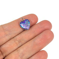 1 Stainless Steel & Resin Mermaid Heart Charm